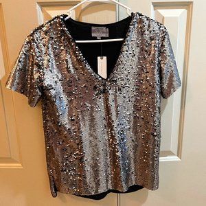 Brand new! Anthropologie Silver Sequined Top (NWT)